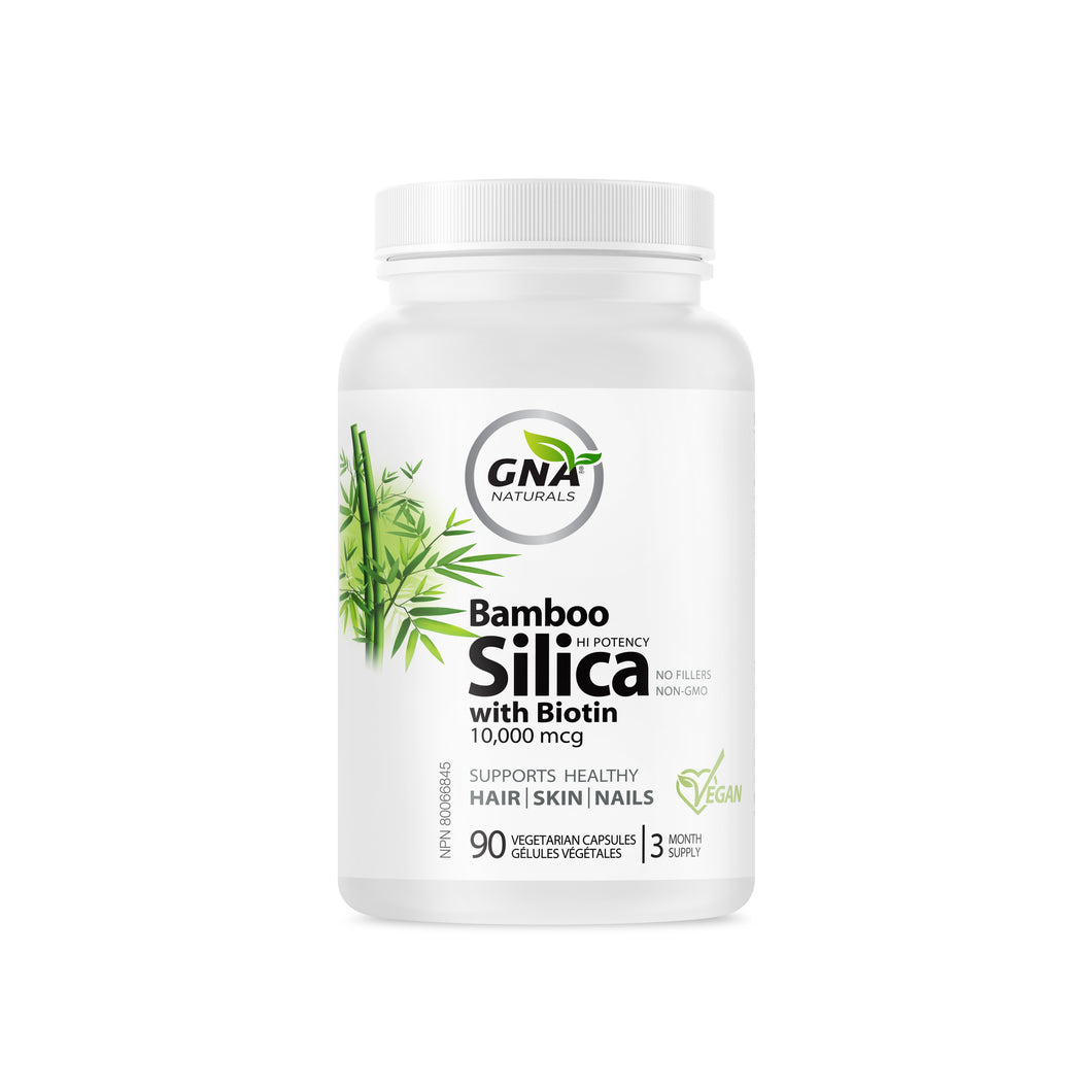 Hair Skin and Nails Vitamins - Bamboo Silica with Biotin for Skin, Hair, and Nail Growth (90 capsules)